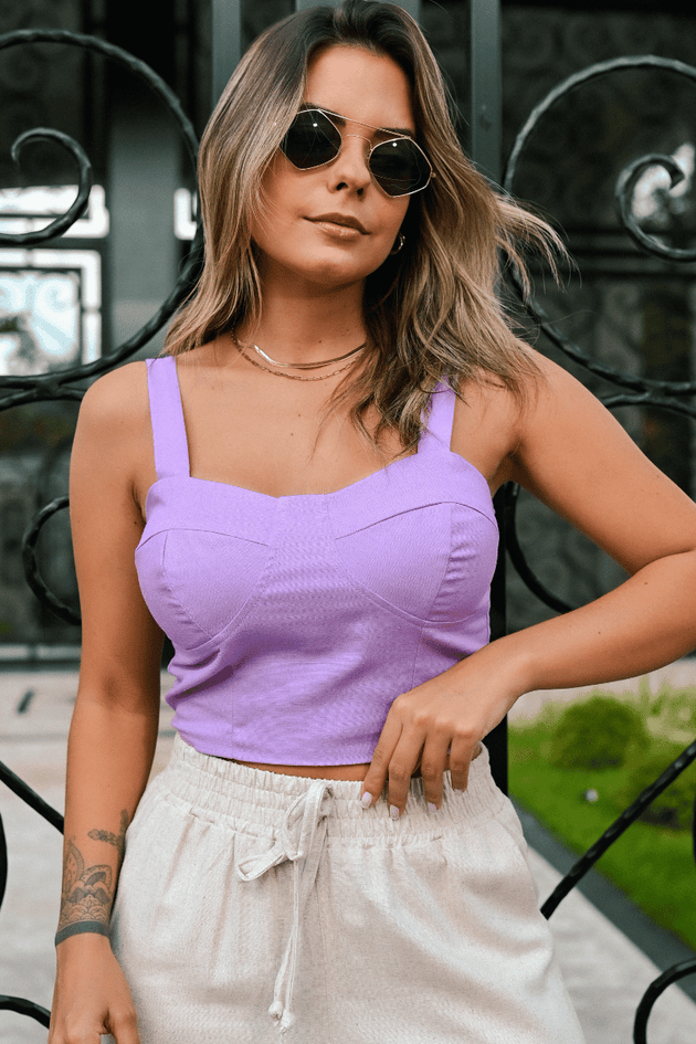 cropped de linho com lastex rosa prosa 16