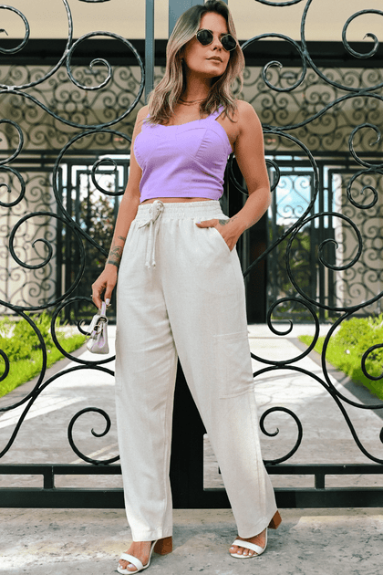 Jogger CalÇa De Linho Com Elastico Calça Feminina Jogger De Linho