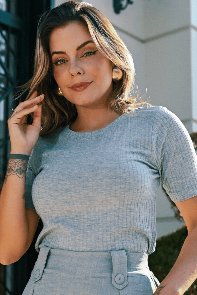 blusa canelada manga curta rosa prosa 3