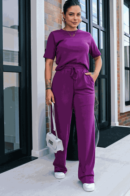 conjunto moletinho feminino manga curta plus size rosa prosa 7