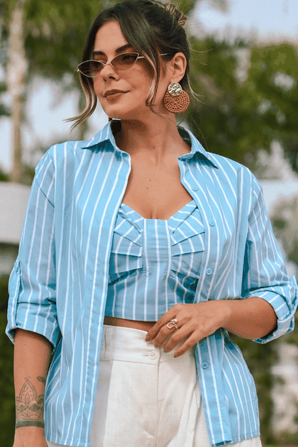 camisa listrada feminina shorts de linho rosa prosa plus size 15