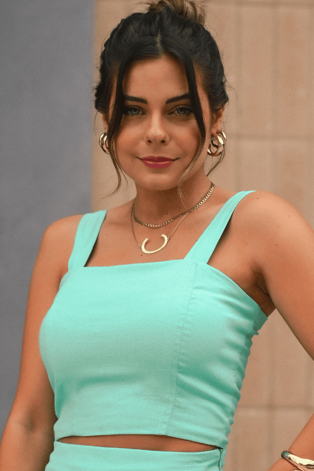 cropped e short saia de linho rosa prosa 7