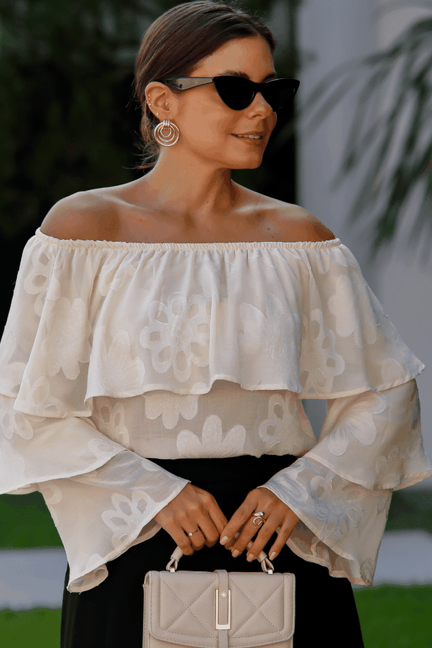 blusa ciganinha manga longa saia midi gode 5