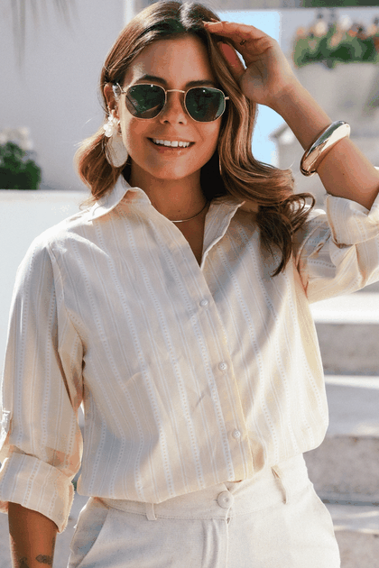 camisa listrada short de linho 12