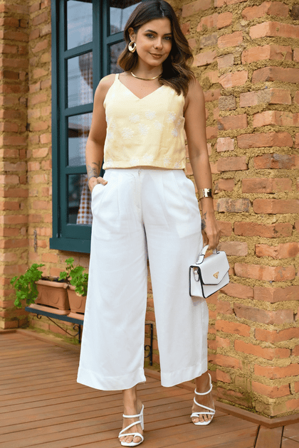 blusa regata feminina bordada e calca de linho 11