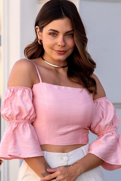 blusa ciganinha e sshort de linho rosa prosa 8