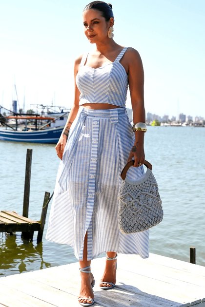 saia midi listrada cropped rosa prosa 9